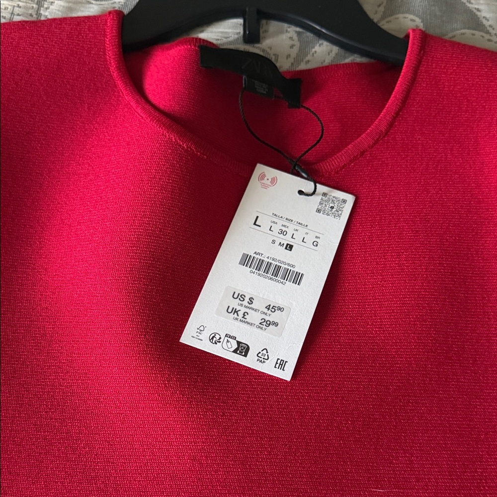 Zara Red Peplum Tunic Top - Picture 2 of 4